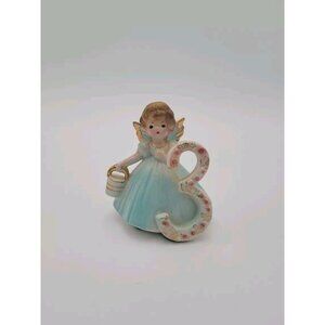 Josef Originals Birthday Girl Figure Figurine Age 3 Blue Dress Bucket Angel